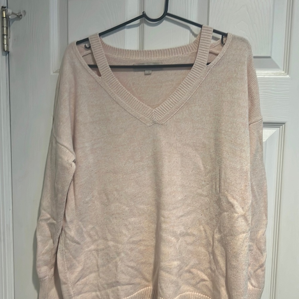 Ann Taylor loft S small pink long sleeve v neck sweater